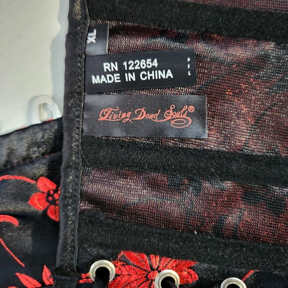 Stunning Black Bustier/Corset with Red Floral Design XL - Picture 5 of 5